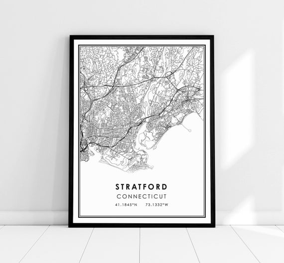 Stratford Connecticut Map Print, City Travel Poster