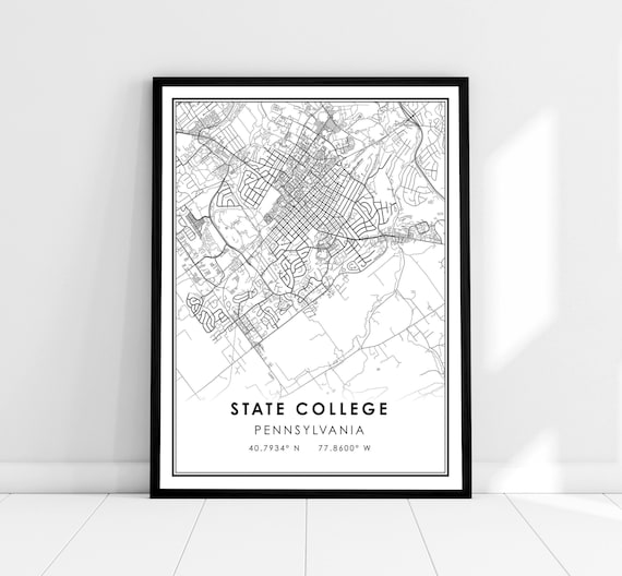 State College Map Print Poster, Pennsylvania City