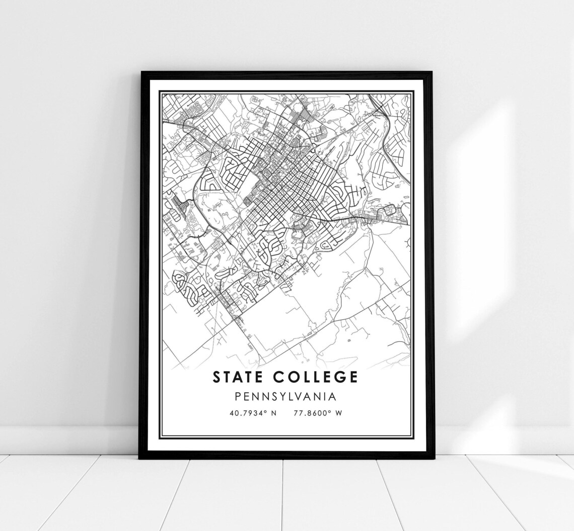 State College Map Print Poster, Pennsylvania City