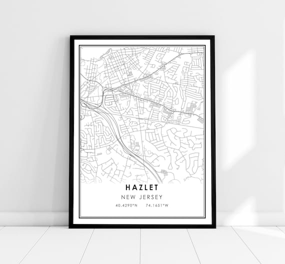 Hazlet New Jersey Minimalist Black And White City Map Art Poster