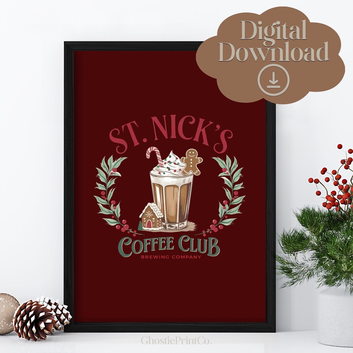 St Nicks Coffee, Christmas Holiday Art Print - Image 3