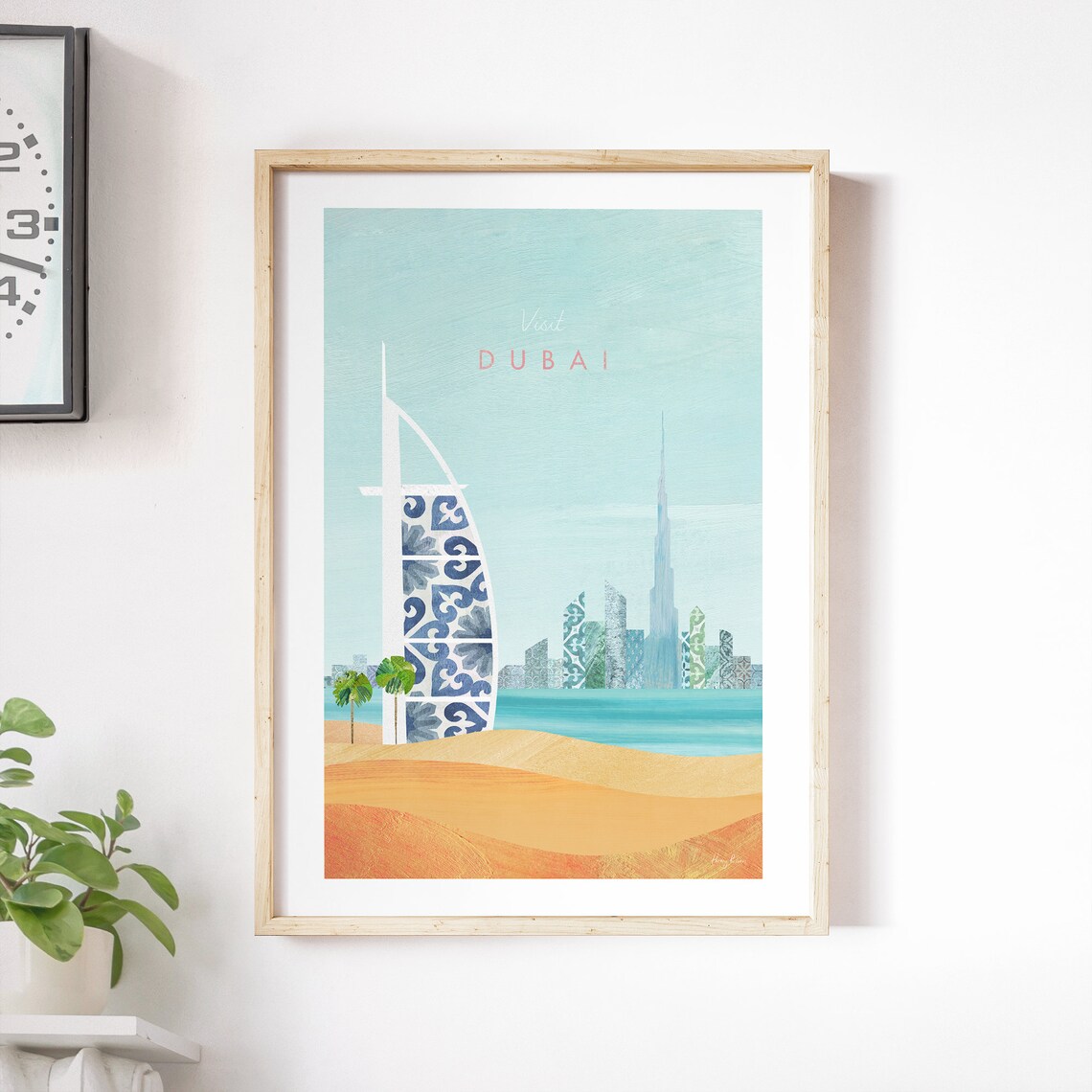 Dubai Travel Poster, Minimalist Vintage Retro Style