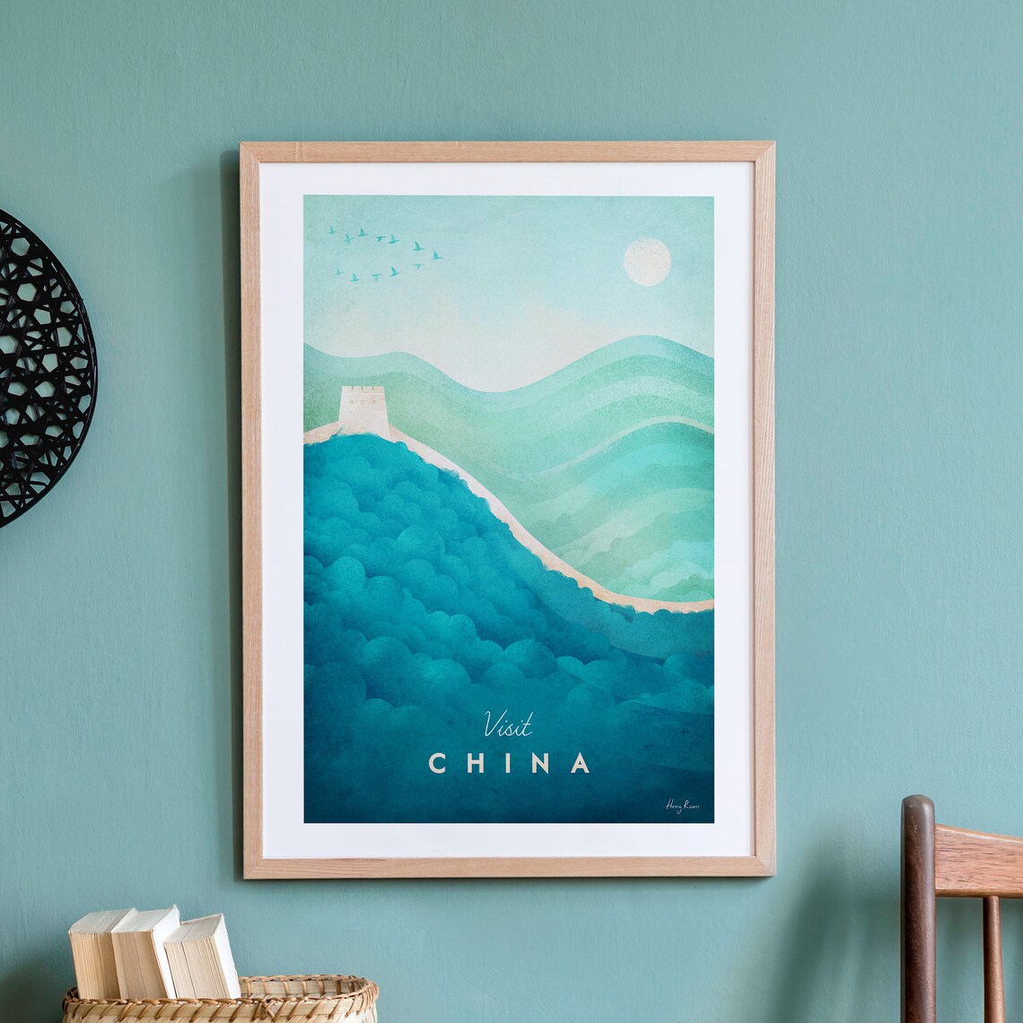 Great Wall of China Travel Poster, Vintage Minimalist