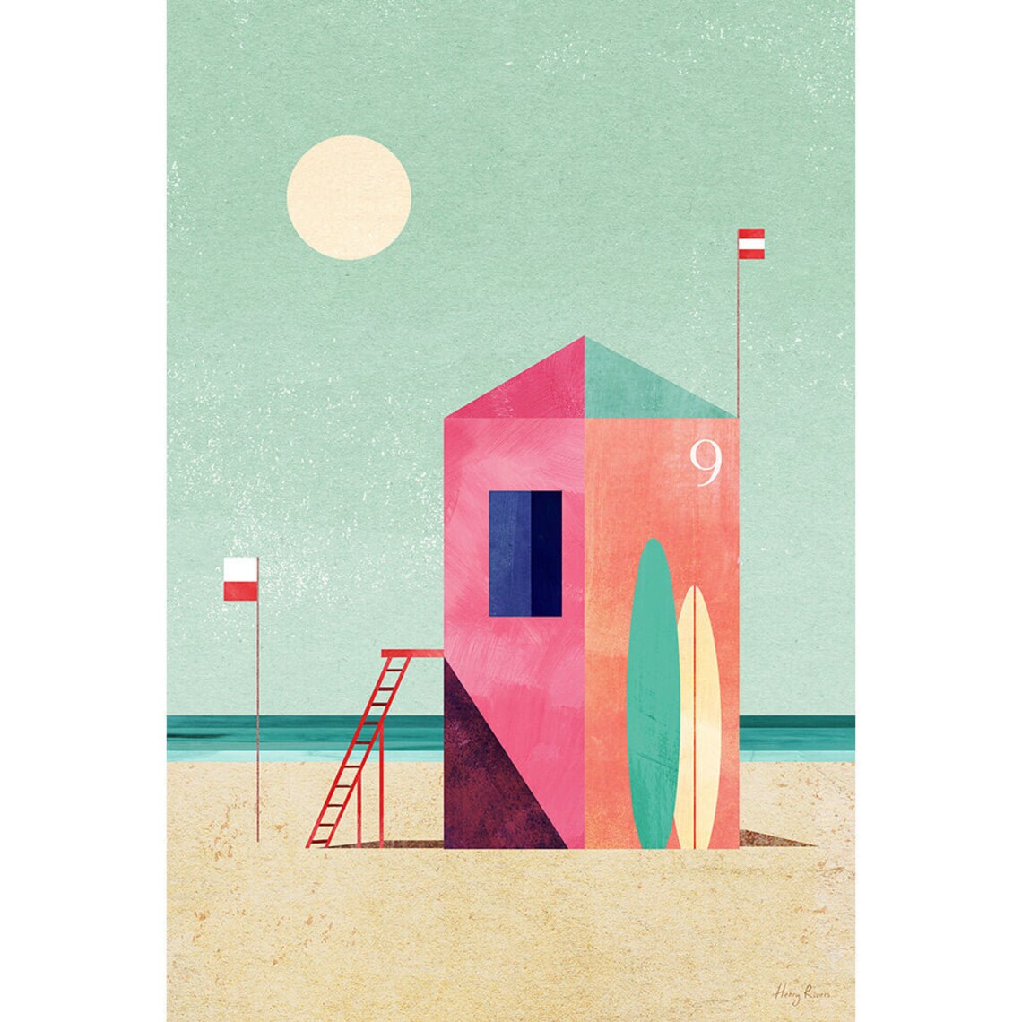 Surf Hut Print by Henry Rivers, Beach Travel Poster - Image 3