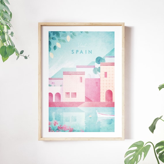 Spain Travel Poster, Minimalist Vintage Retro Style