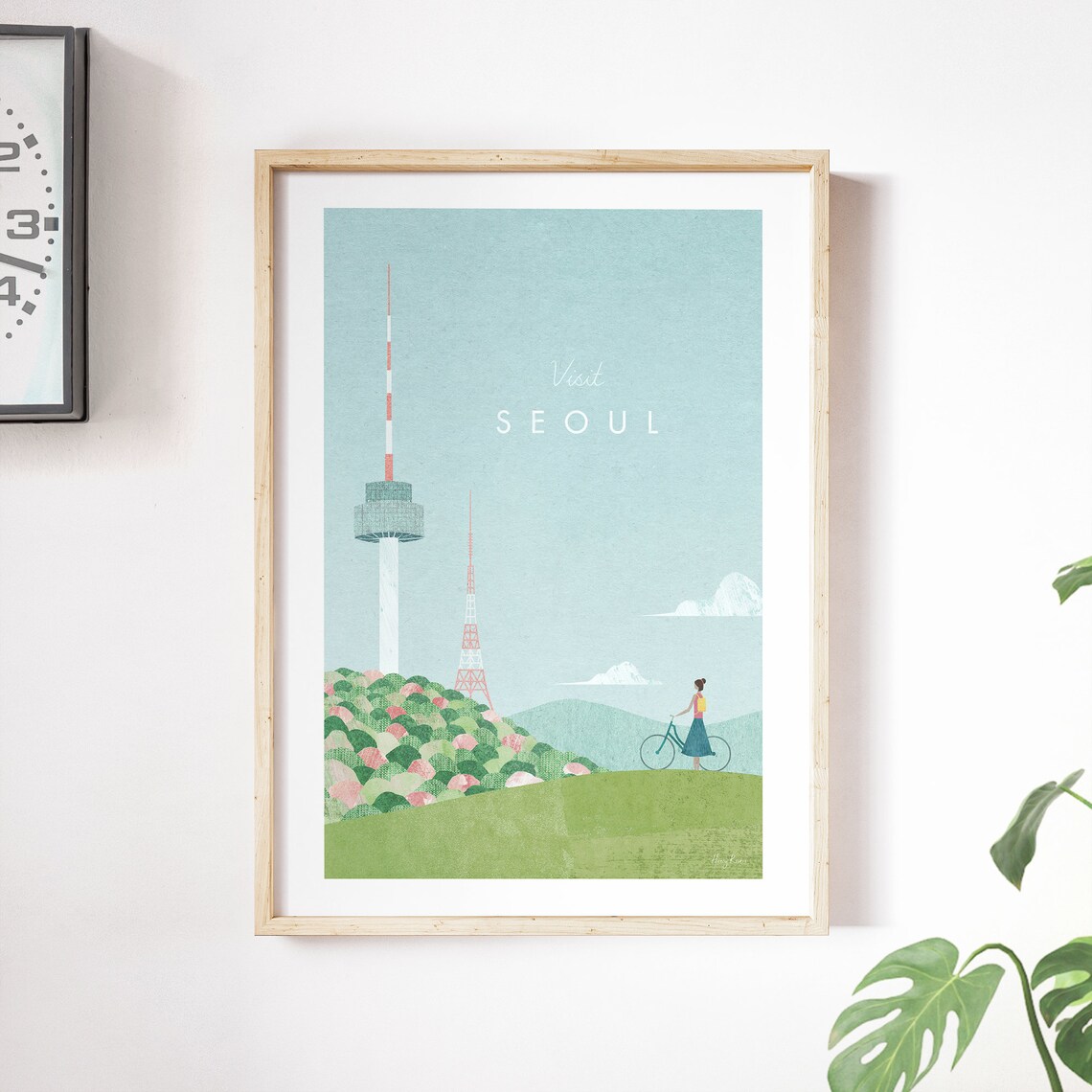 Seoul Travel Poster, Minimalist Vintage Retro Style