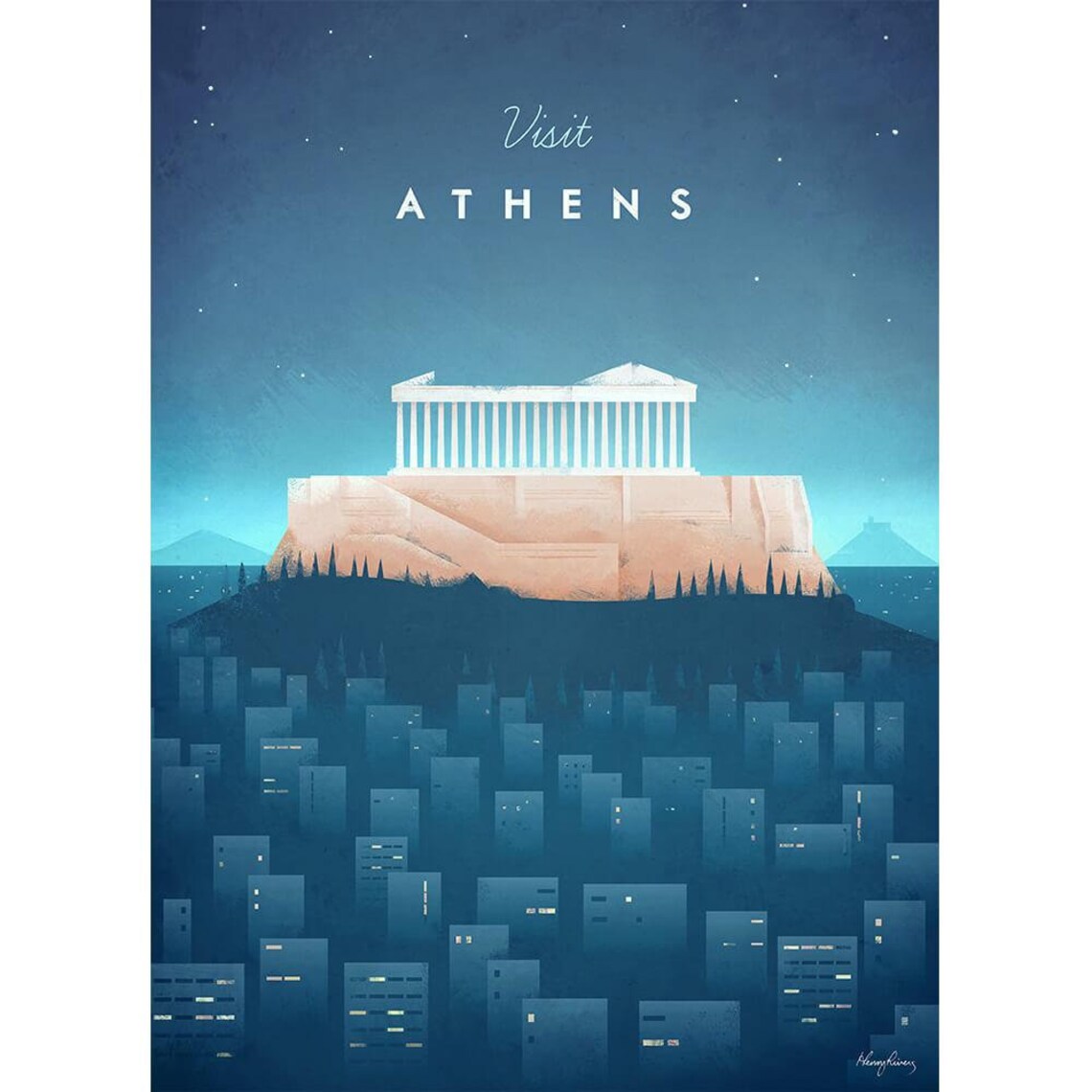 Athens Travel Poster, Minimalist Vintage Retro Style - Image 2