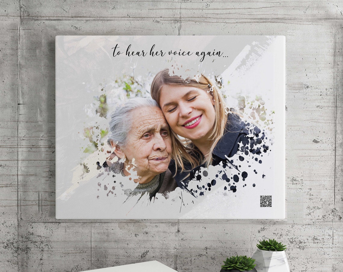 Custom Memorial Photo Canvas "To Hear Her Voice Again" Tribute Poster