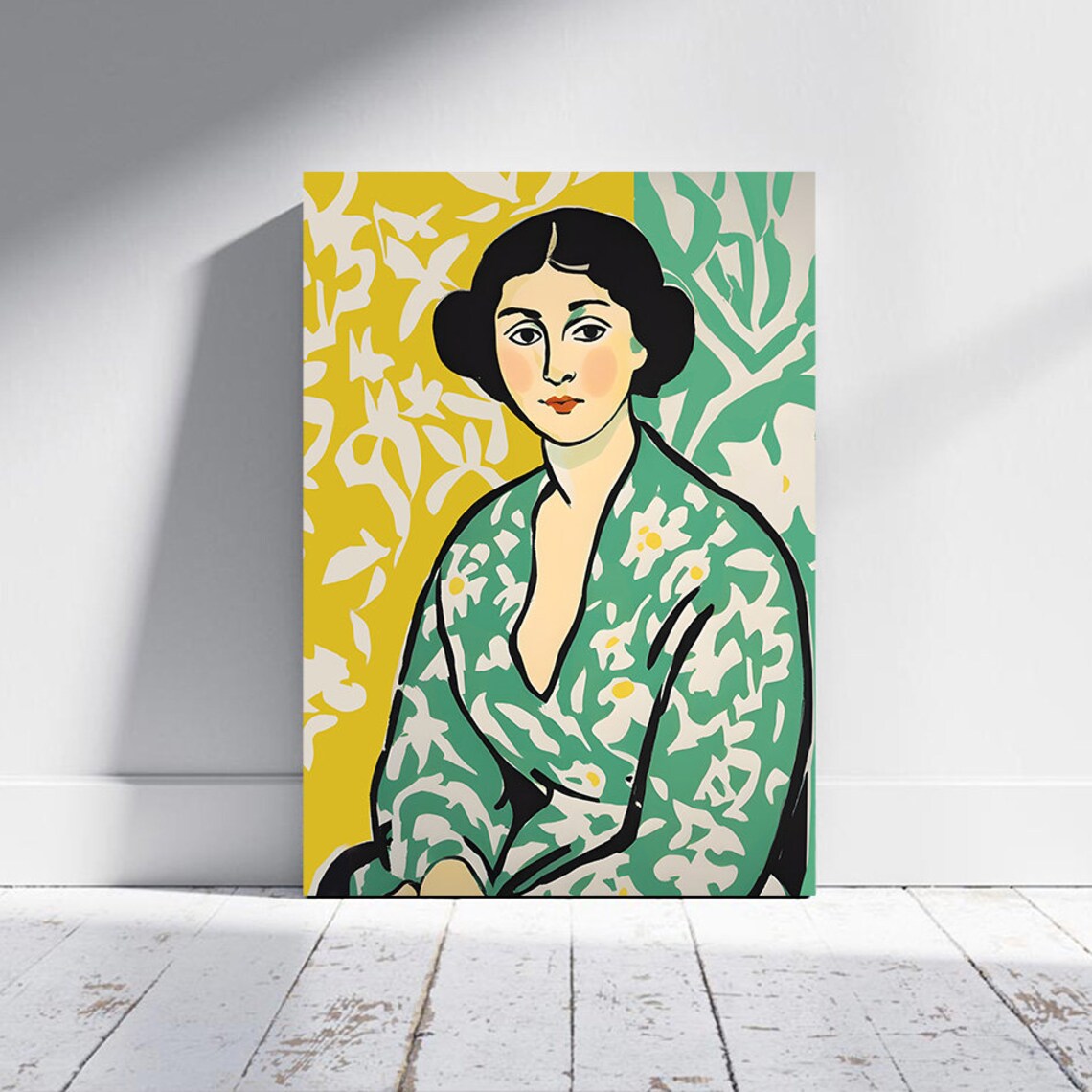 Woman In Green Kimono Portrait Art