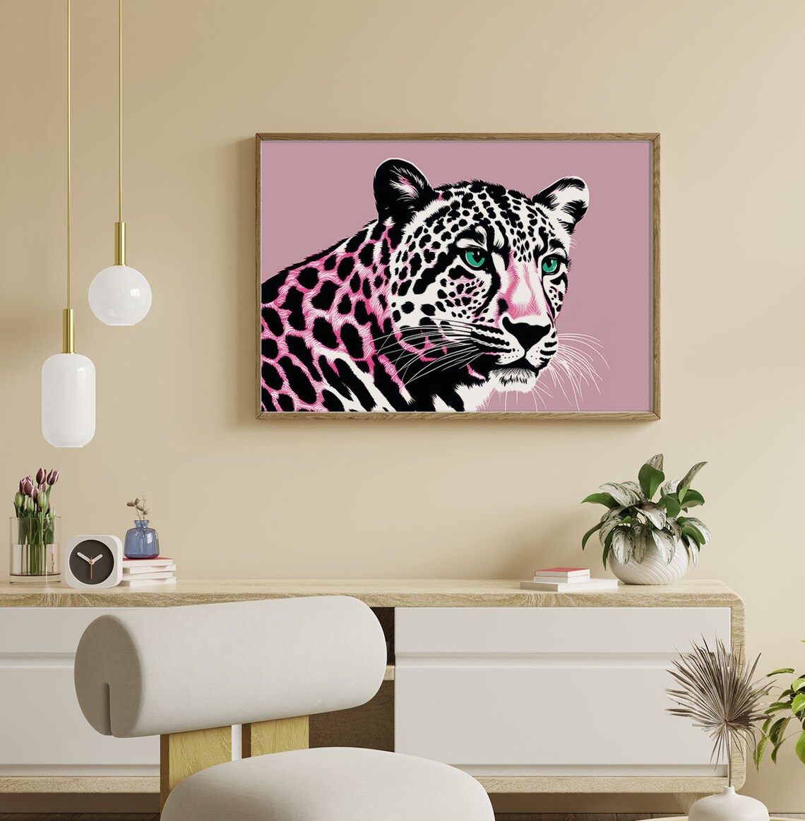 Leopard Animal Print Poster, Pink Berry - Image 4