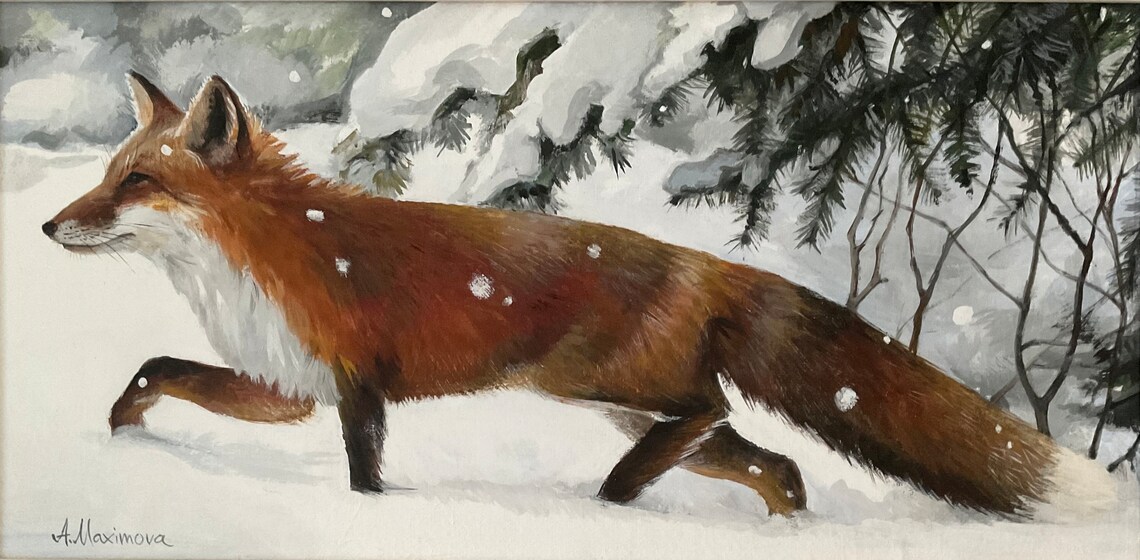 Fox Original Acrylic Painting, Animal Art Print - Image 2