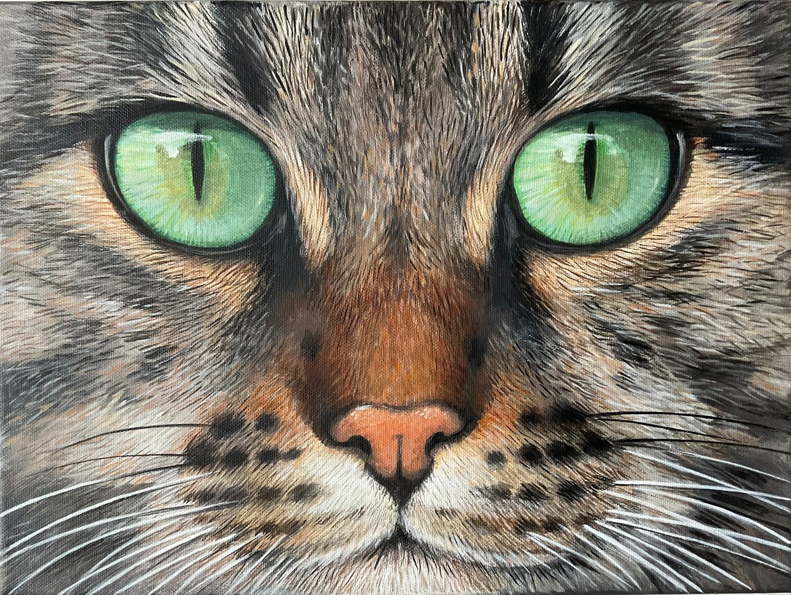 Cat Painting, Acrylic Painting Wall Art Print - Image 2