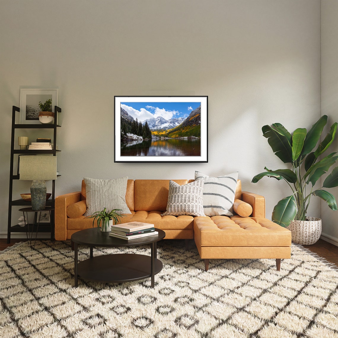 Snow-Capped Peaks Reflected in an Alpine Lake Autumn Scene Poster - Image 5