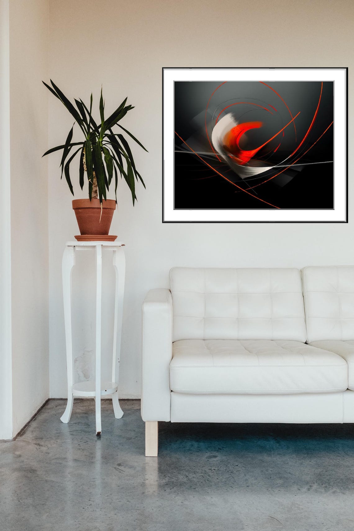 Origins Red White Dynamic Abstract Swirls On Black Canvas Poster - Image 5