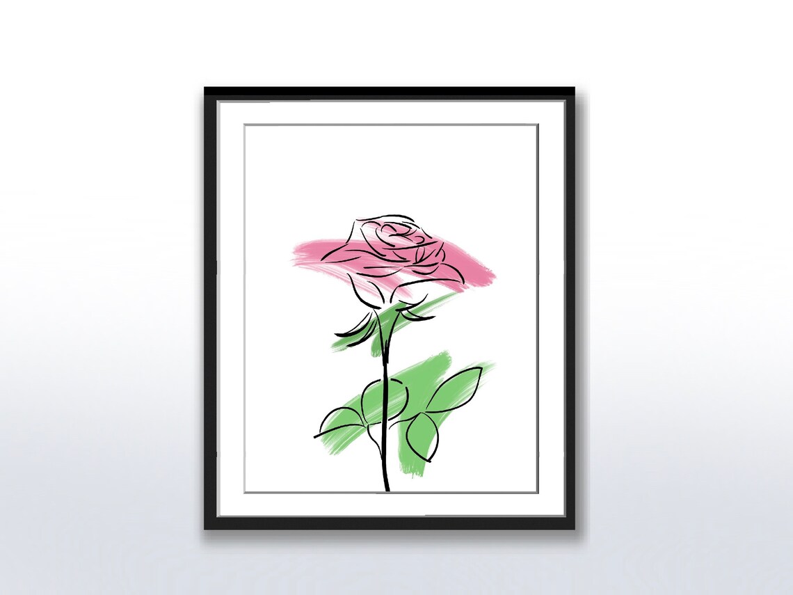 Abstract Minimalist Boho Rose, Contemporary Modern Art Print