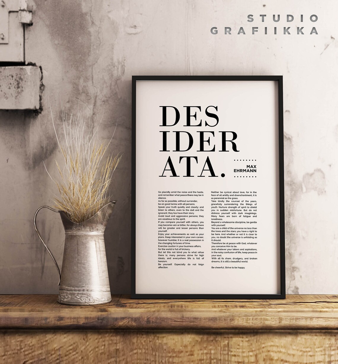Desiderata Art Print Max Ehrmann Typographic Poster 6 Motivational Poem Literature Black And White Unframed Poster - Image 3