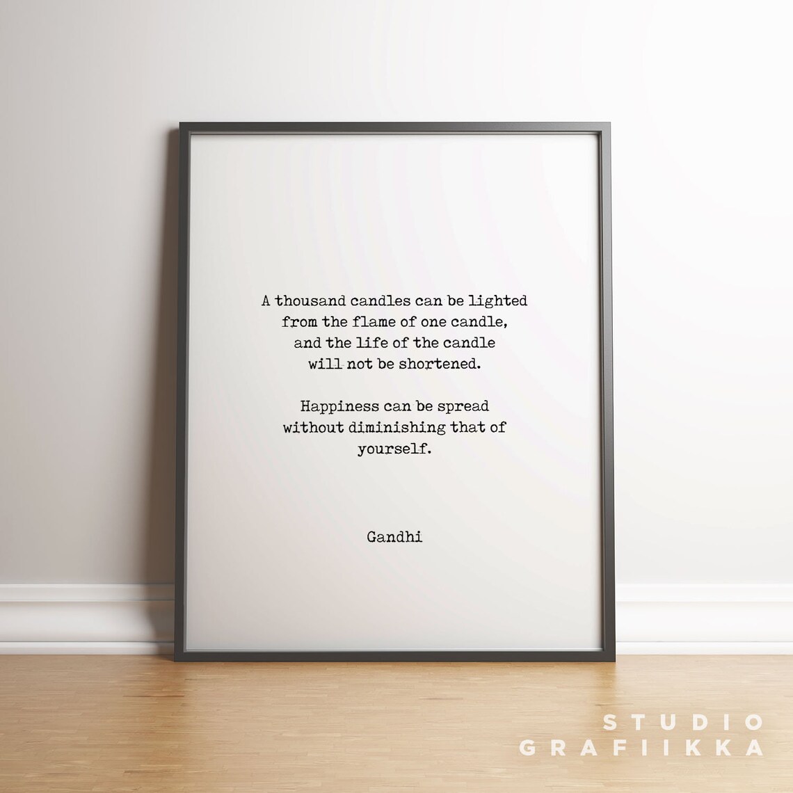 Gandhi A Thousand Candles Happiness Quote Minimal Typewriter Art Poster - Image 2