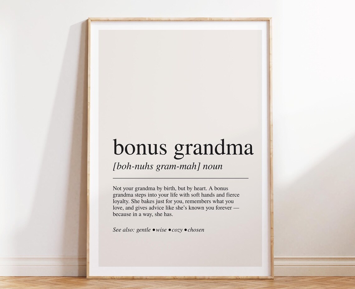 Bonus Grandma Definition Art Print, Sentimental Quote