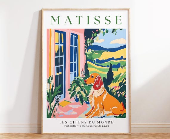 Irish Setter Art Print Matisse Style Dog Pub Decor