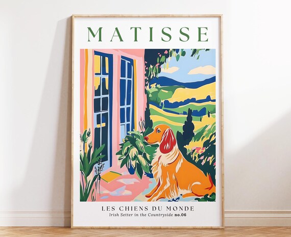 Matisse Style Irish Setter Countryside House Abstract Dog Poster