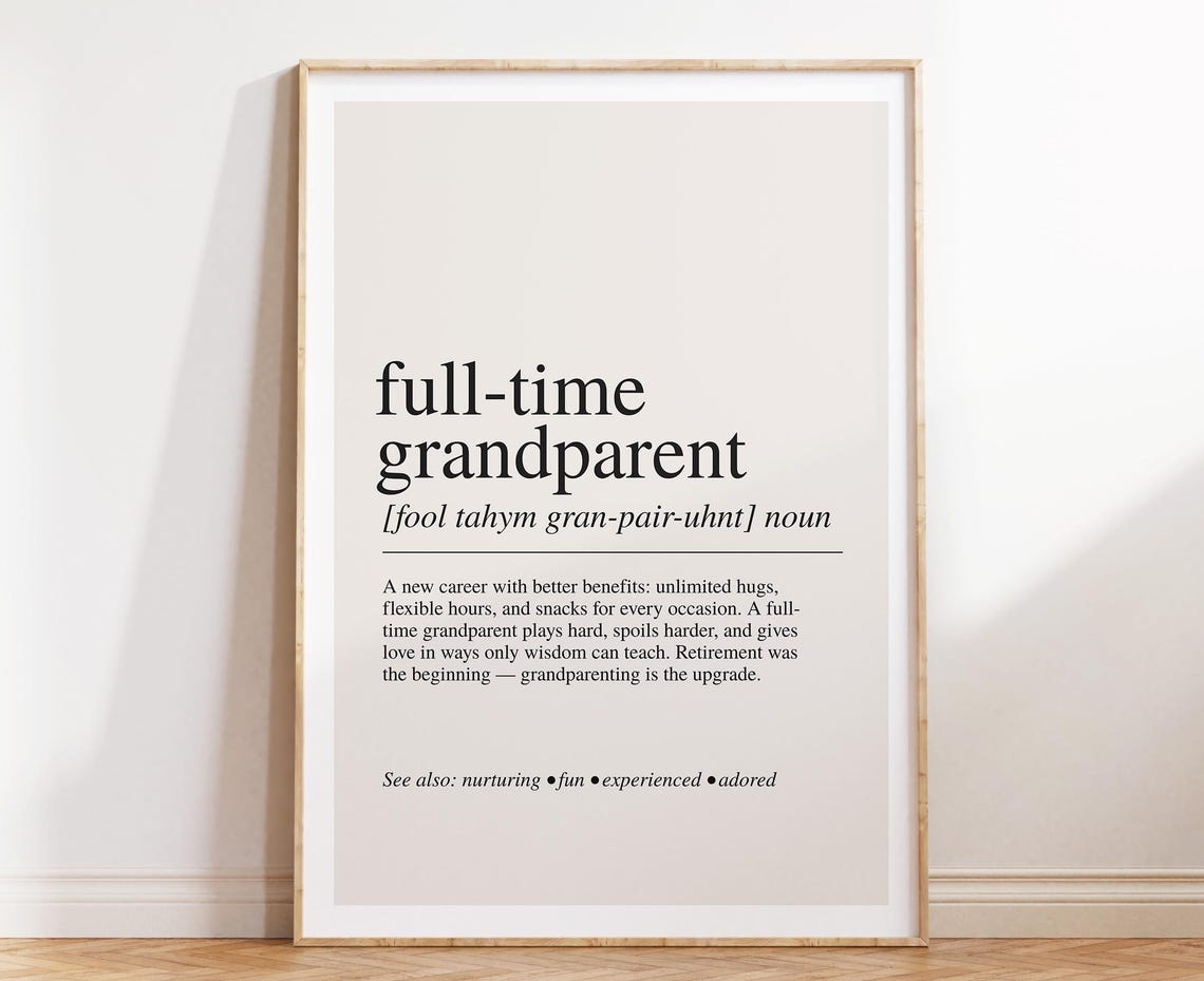 Full Time Grandparent Dictionary Definition Retirement Gift Poster