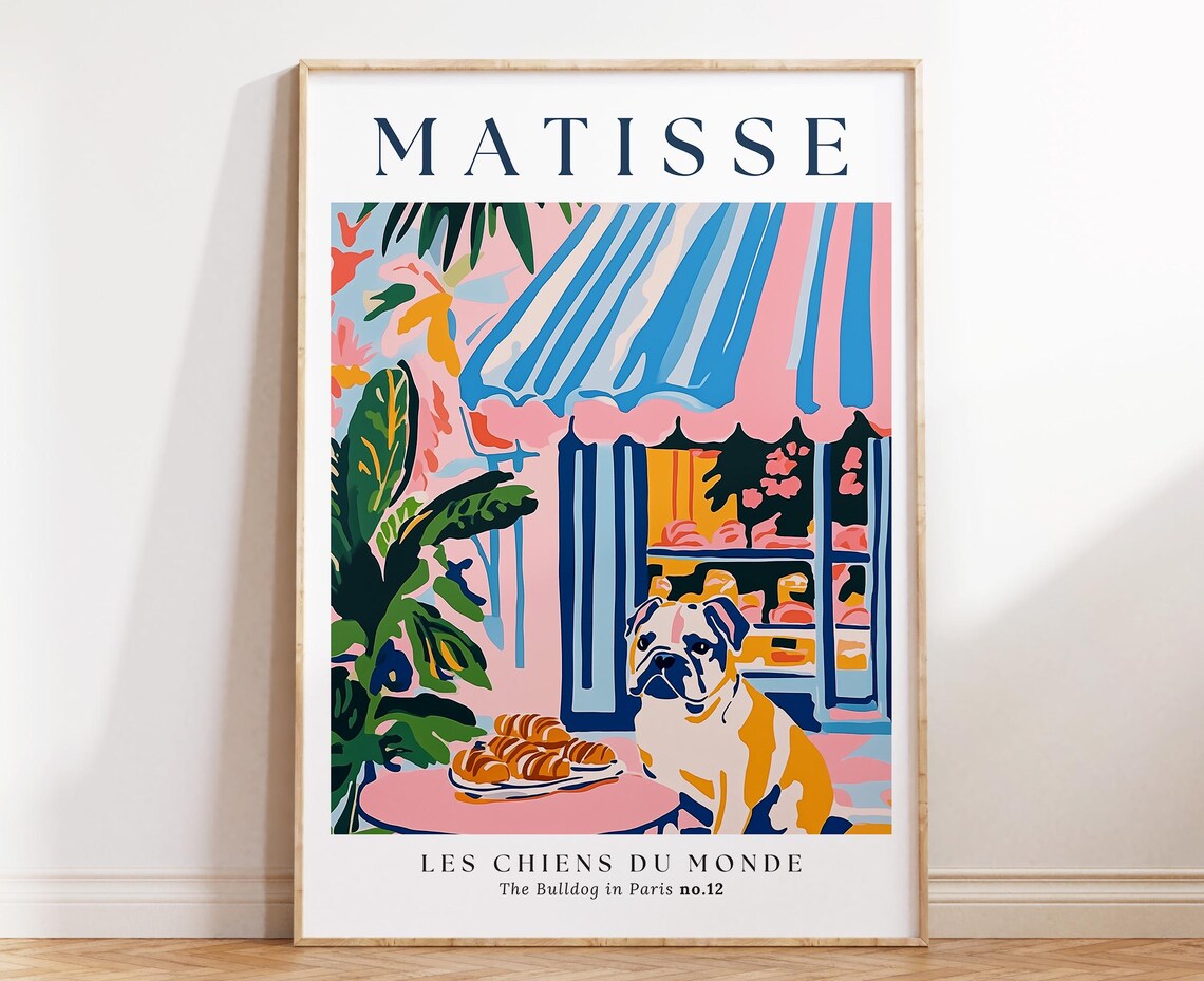 Bulldog In Paris Matisse-Inspired Art Print