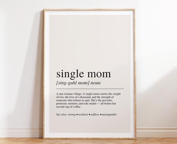 Single Mom Dictionary Definition Meaning Empowerment Gift Poster