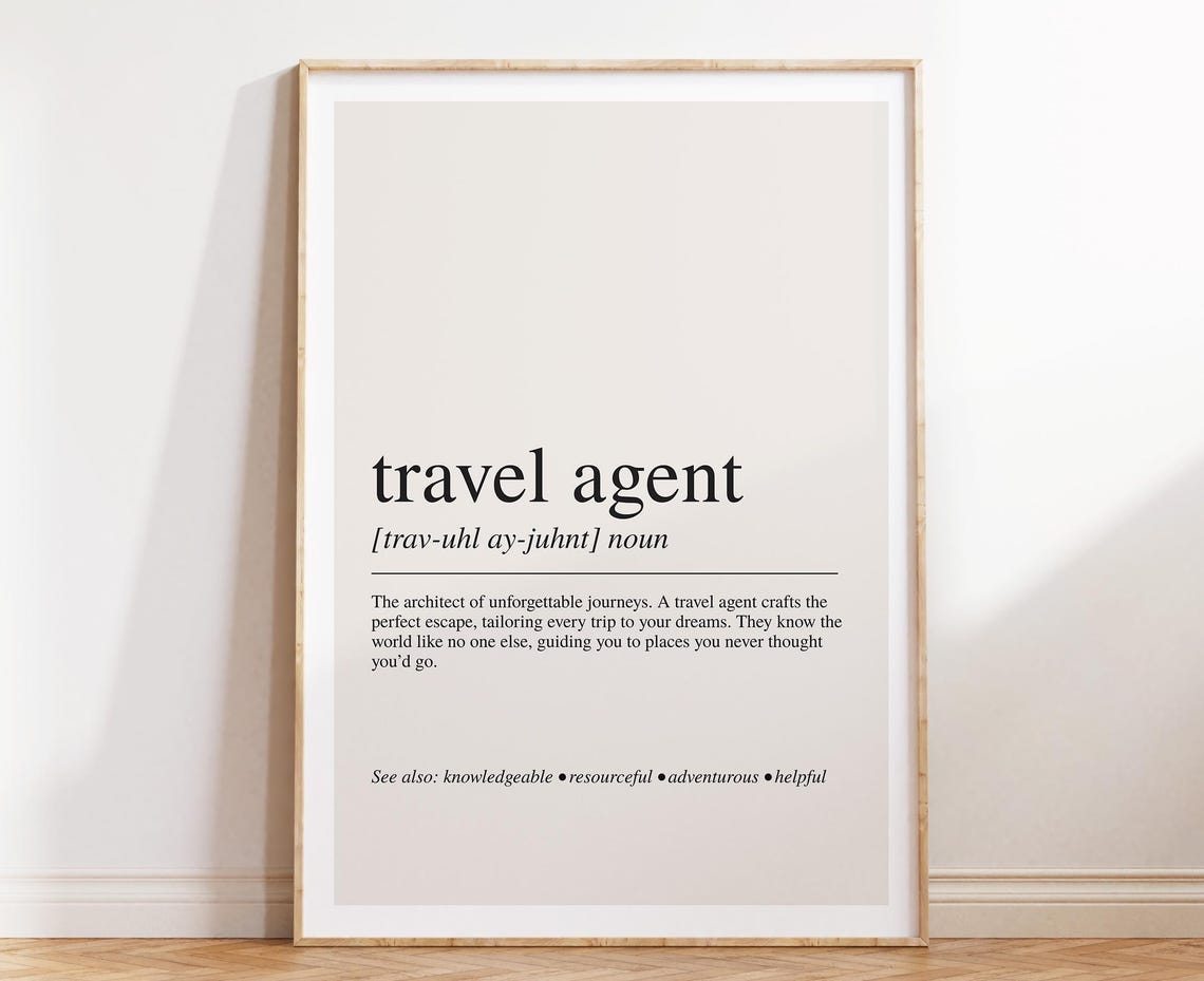Travel Agent Definition Poster Adventure Career Gift For Trip Planners