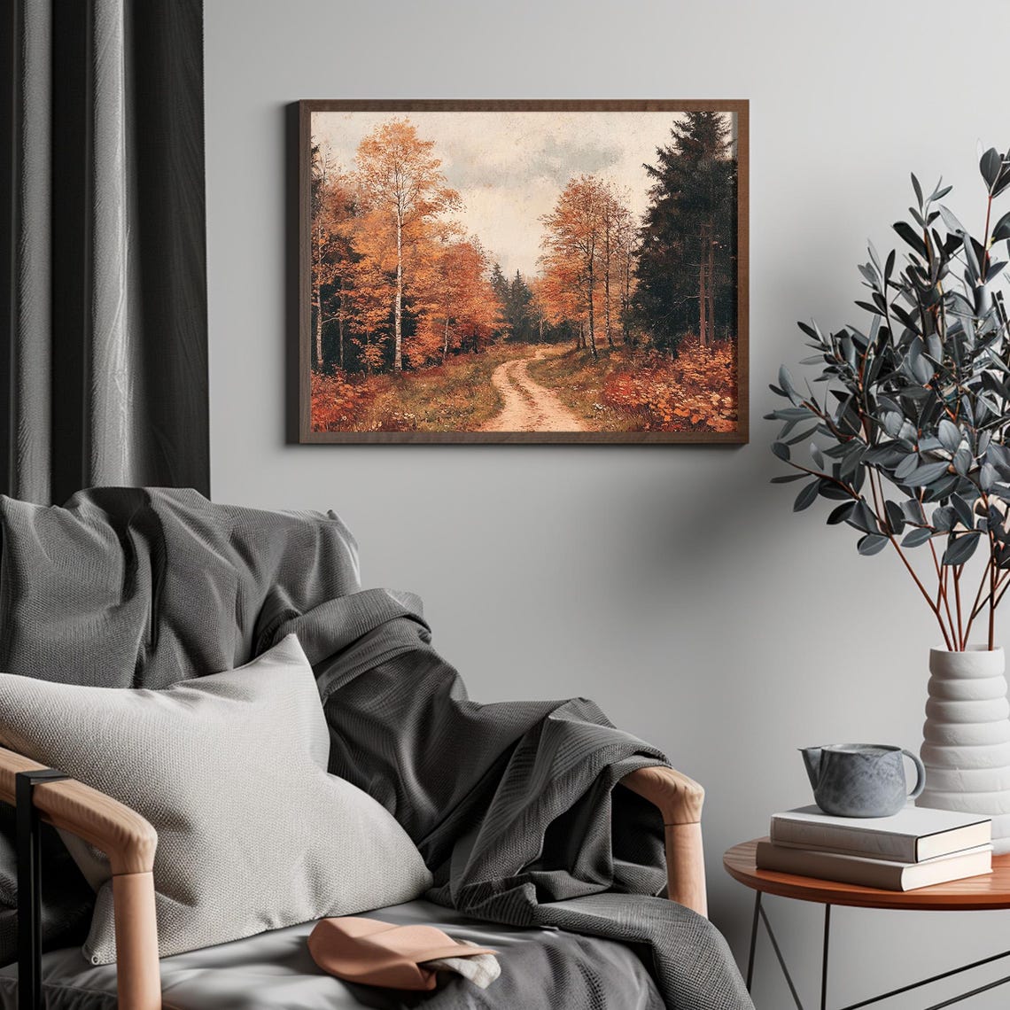 Autumn Forest Path Birch Trees Orange Foliage Fall Woodland Poster - Image 4