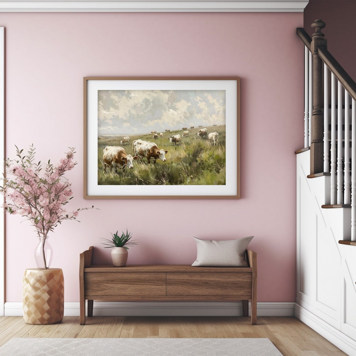 Ireland Cow Field Green Irish Pasture Cattle Grazing Landscape Print - Image 3