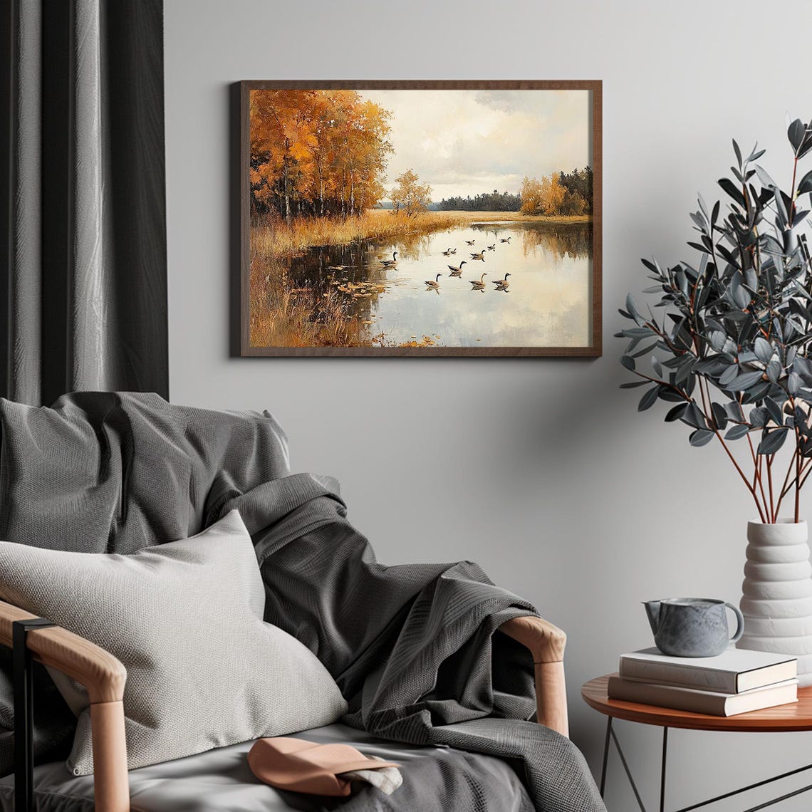 Canada Geese on Autumn Lake Golden Trees Vintage Wildlife Poster - Image 4