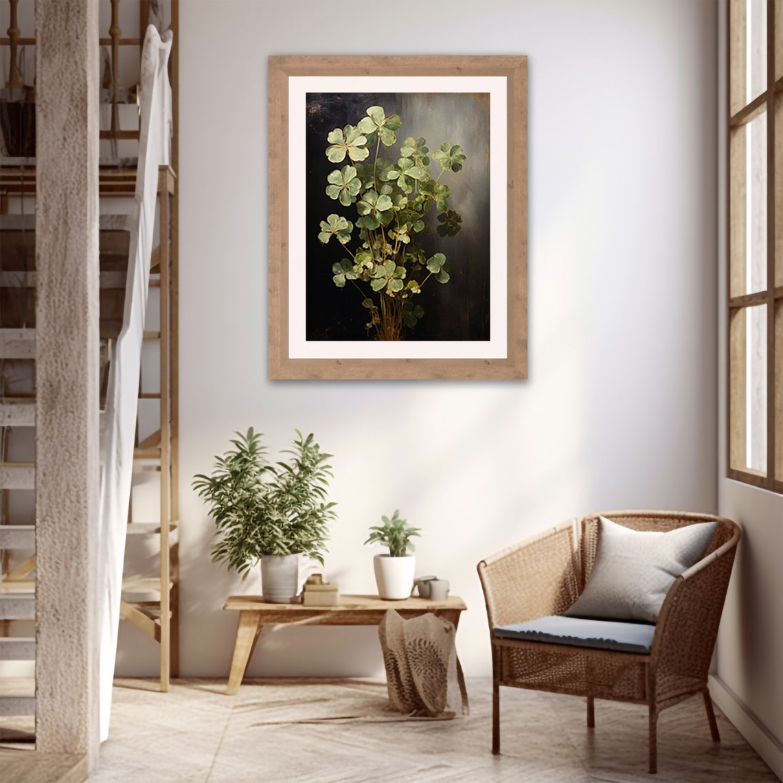 Moody Dark Botanical Shamrock Clover Flower Vintage Painting Poster - Image 5