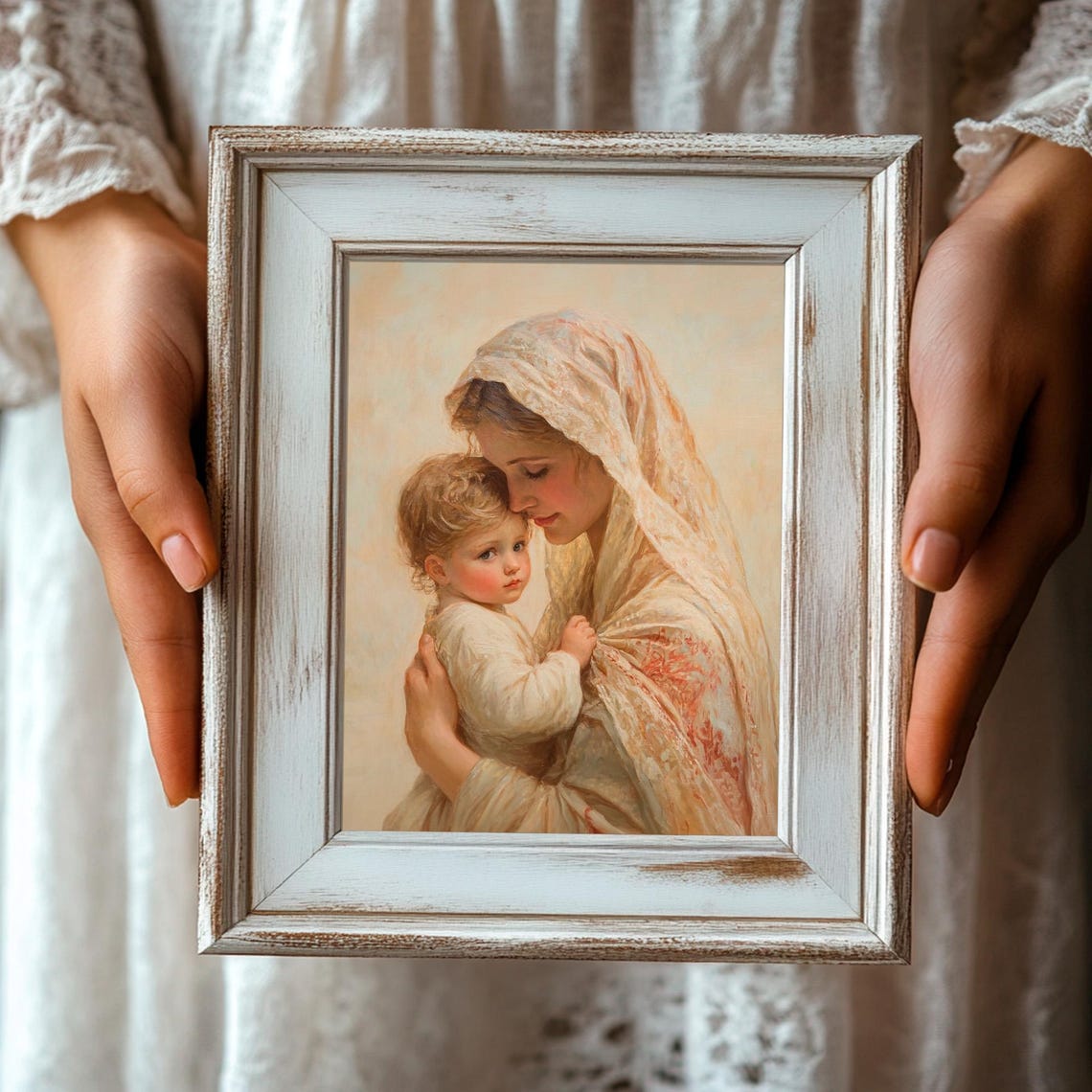 Madonna And Child Tender Embrace Vintage Religious Artwork Poster - Image 3