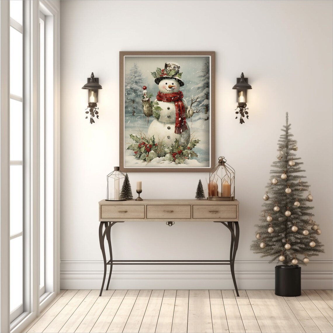 Vintage Snowman Holiday Wall Art, Winter Decor - Image 3