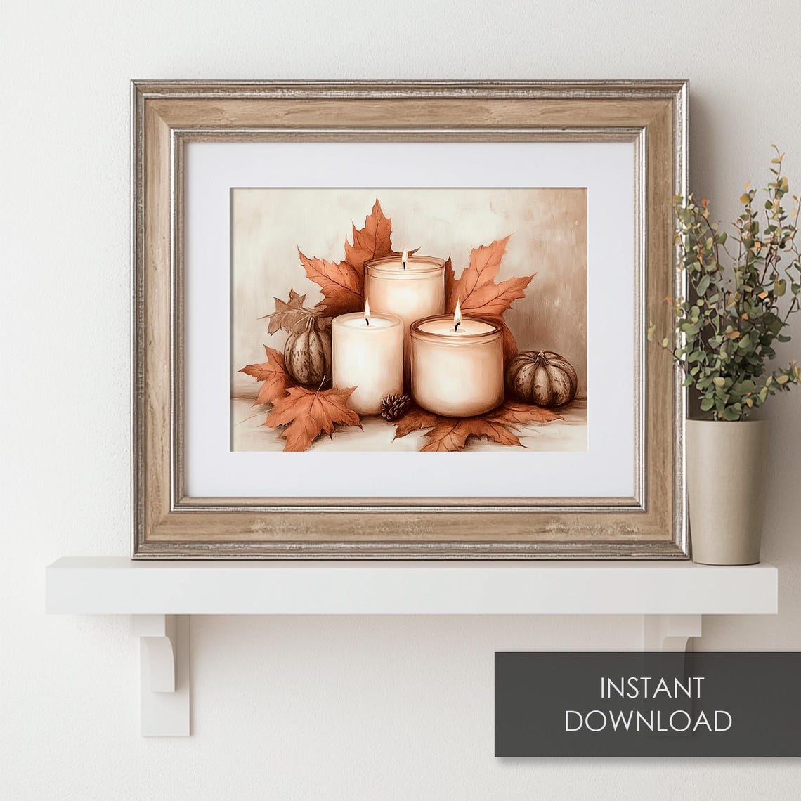 Fall Candles with Autumn Leaves Pumpkins Cozy Thanksgiving Poster - Image 6
