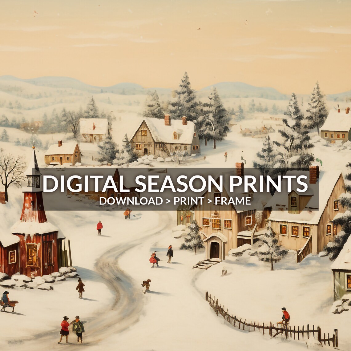 Vintage Christmas Town Print Winter Wall Art Christmas Village Print Holiday Painting Seasonal Home Decor - Image 6