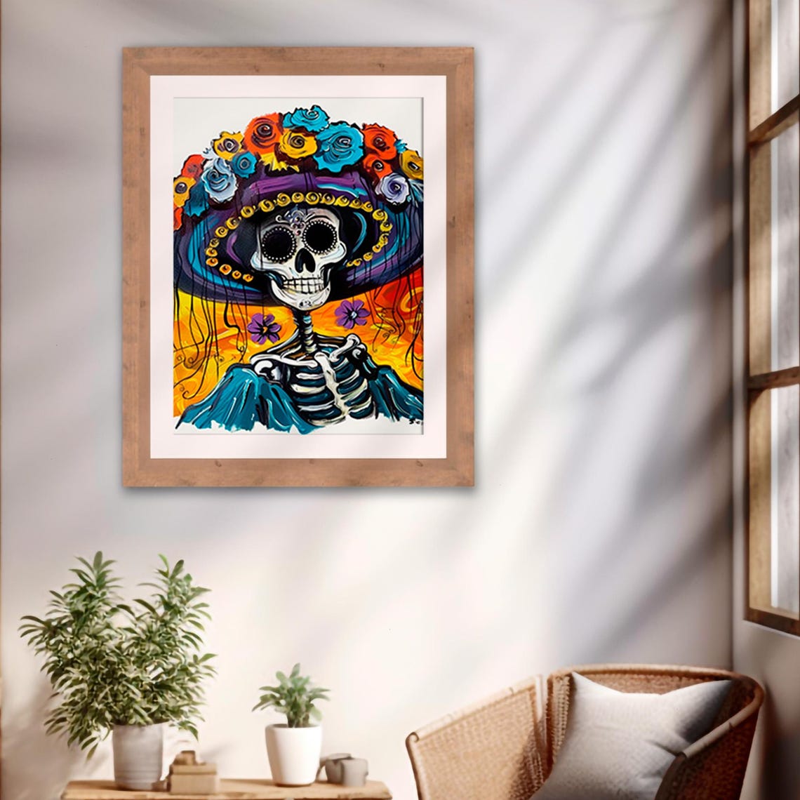 La Calavera Catrina Day of the Dead Sugar Skull Painting Poster - Image 2