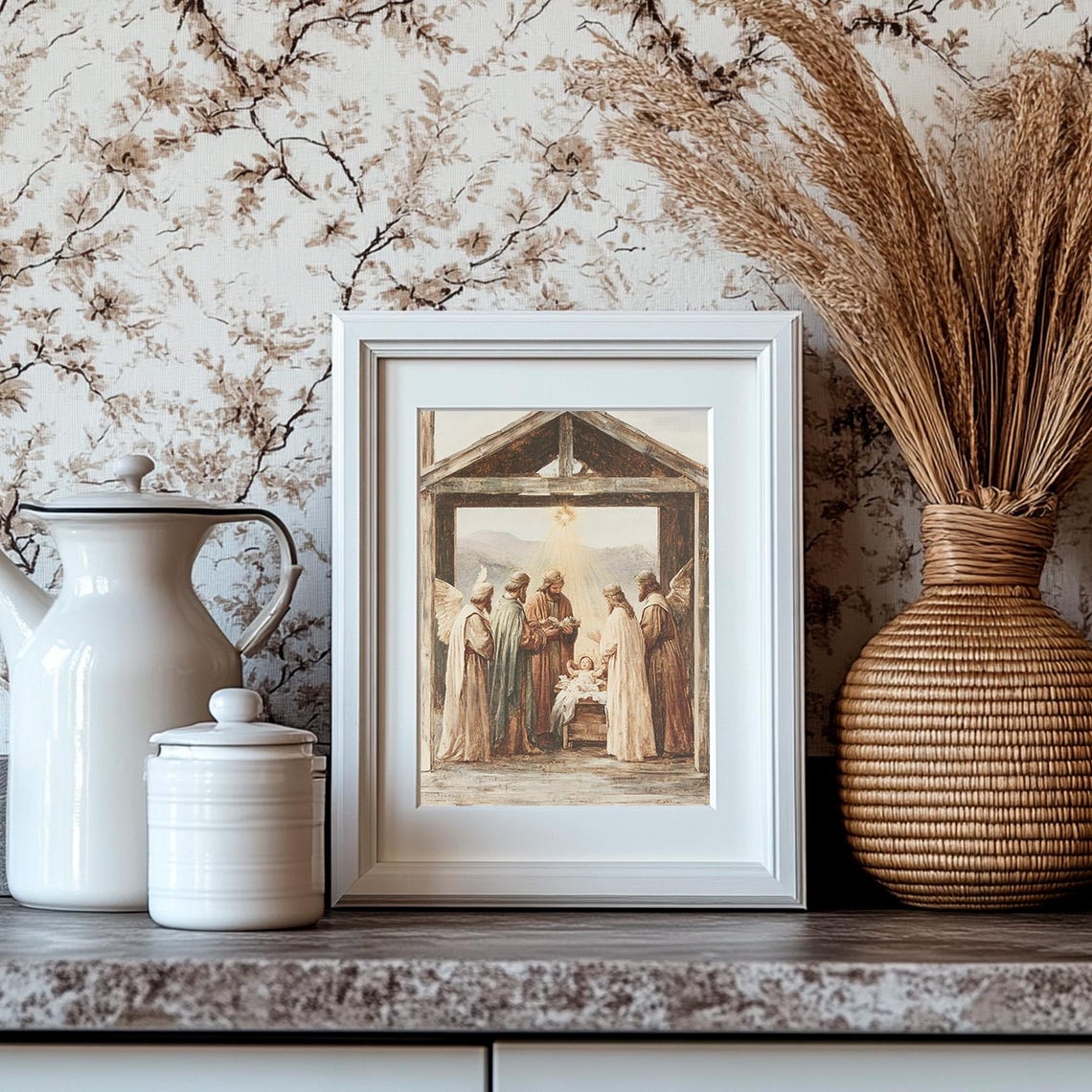 Nativity Scene With Wise Men Angels And The Baby Jesus Poster - Image 4