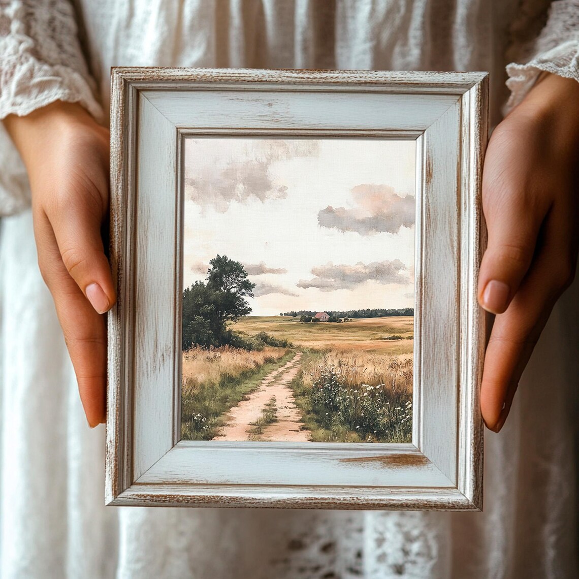 Country Dirt Road Meadow Barn Farmhouse Autumn Countryside Walk Poster - Image 4