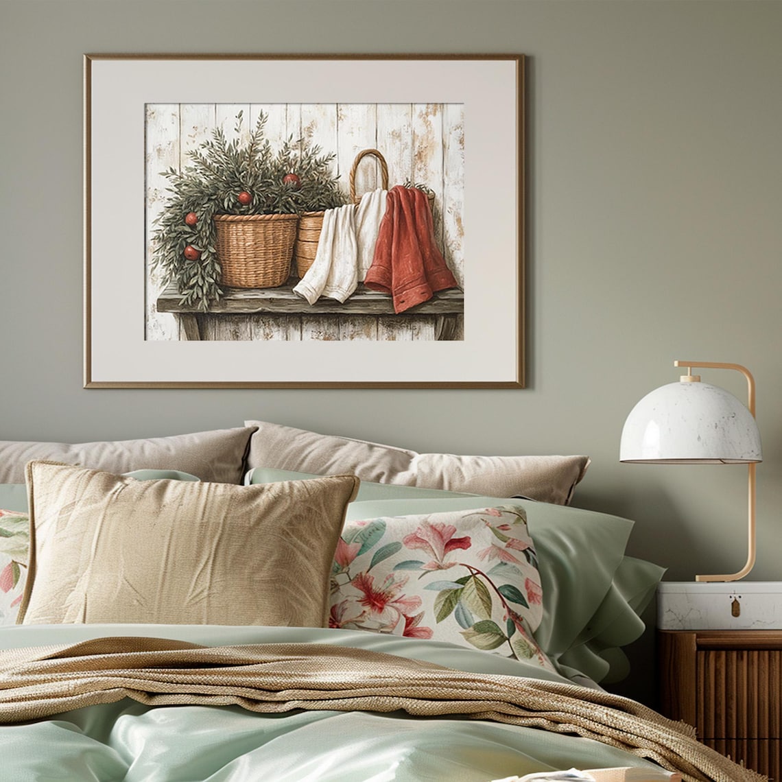 Vintage Laundry Baskets Christmas Art Print - Image 4