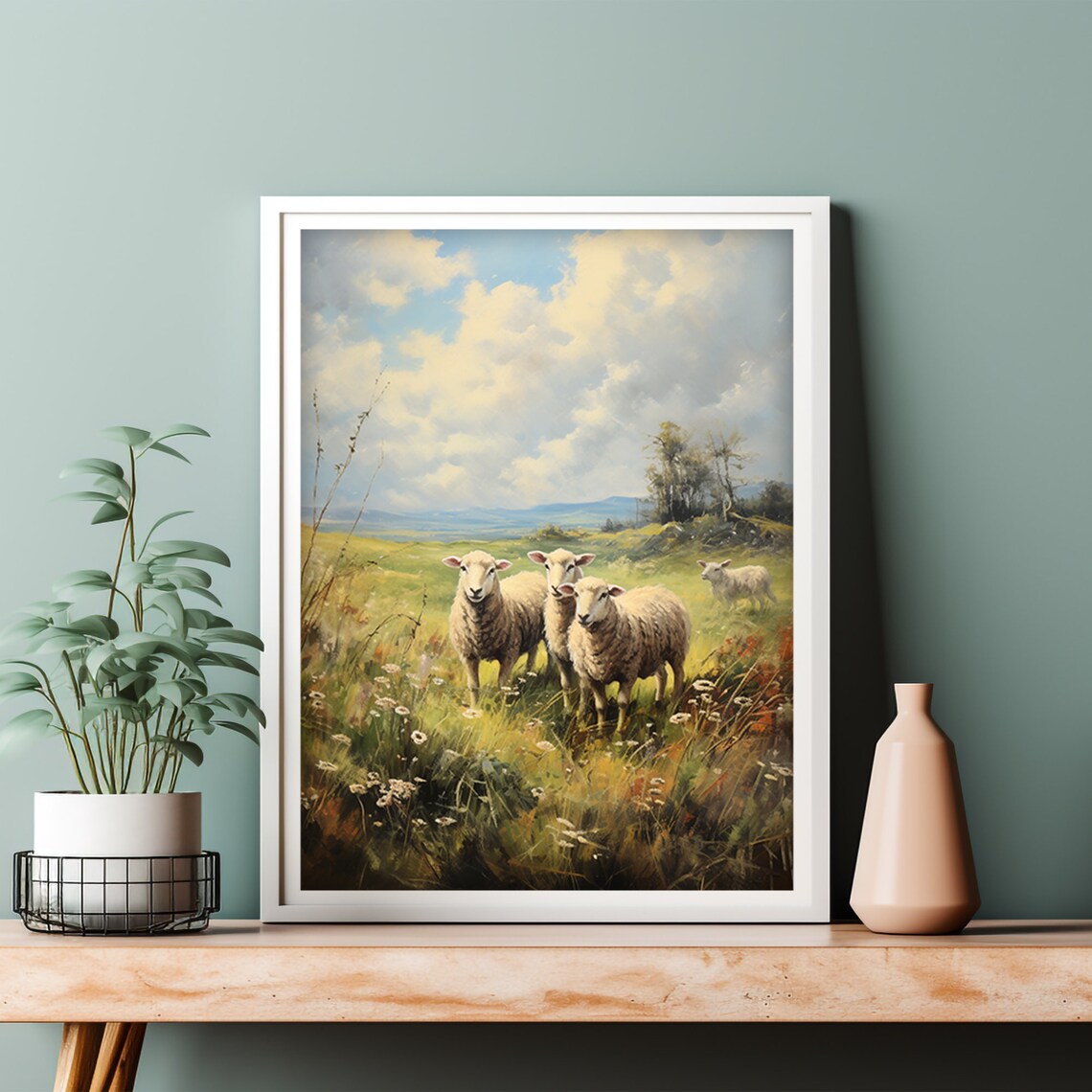 Sheep Painting Vintage Ireland Farmhouse Art Print - Image 4