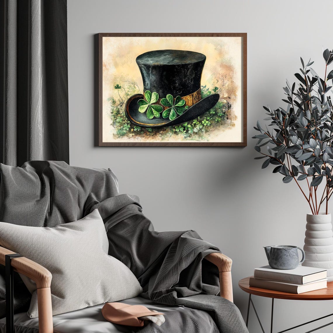Vintage Black Top Hat Shamrocks St Patricks Day Lucky Poster - Image 4