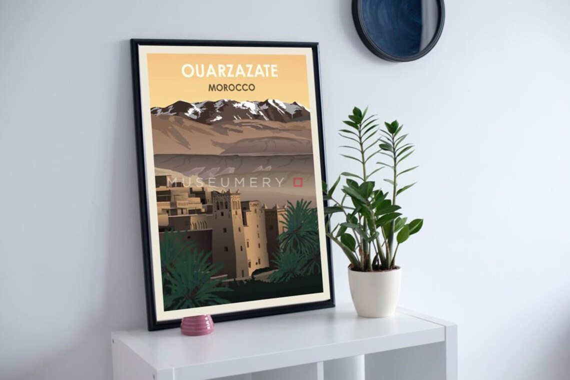 Ouarzazate Morocco Vintage Travel Poster Golden Sunrise Kasbah - Image 2