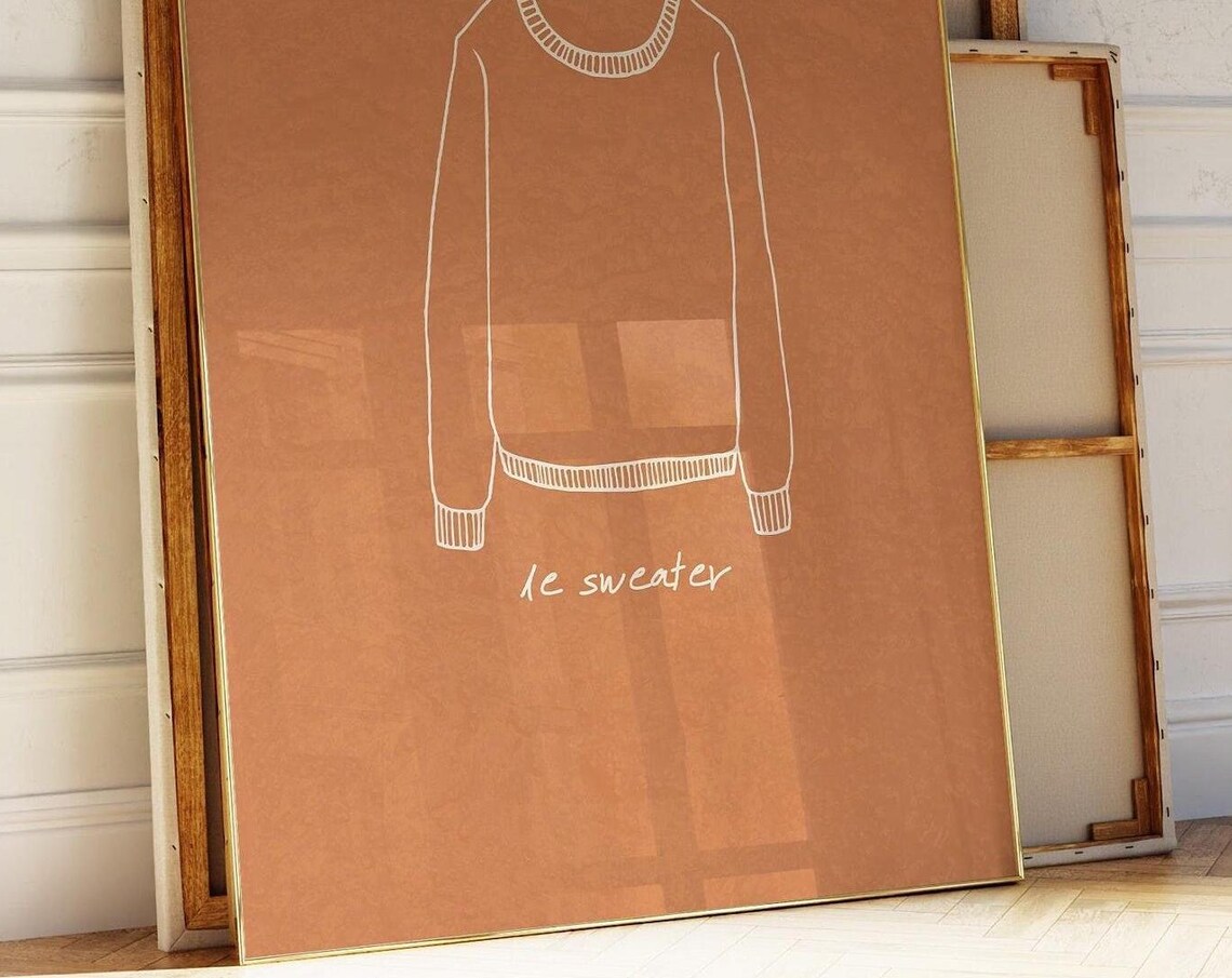 Le Sweater Minimalist Rust Orange Sweater Illustration Fall Decor Poster - Image 4