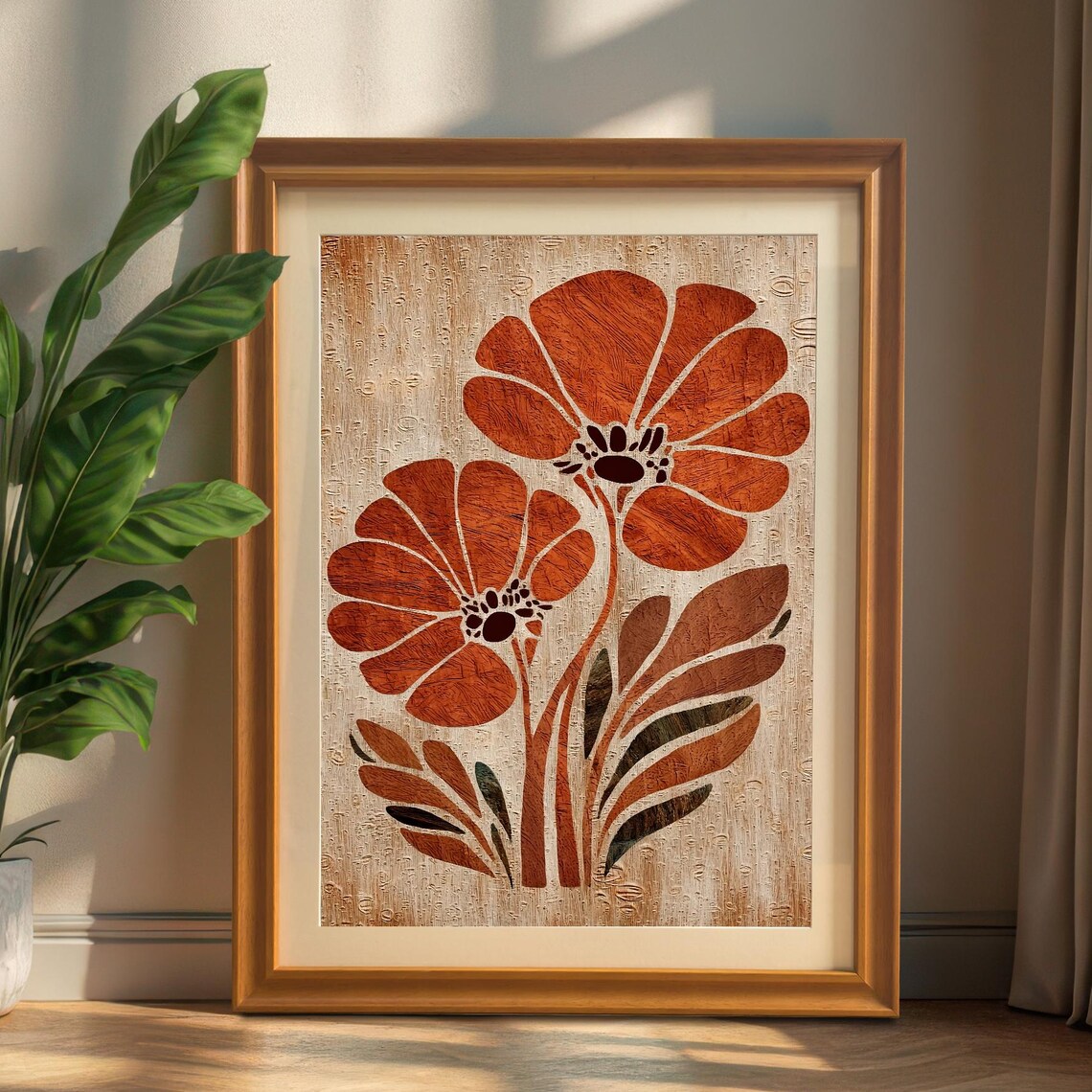 Retro Floral Art Print, Mid-Century Modern Decor