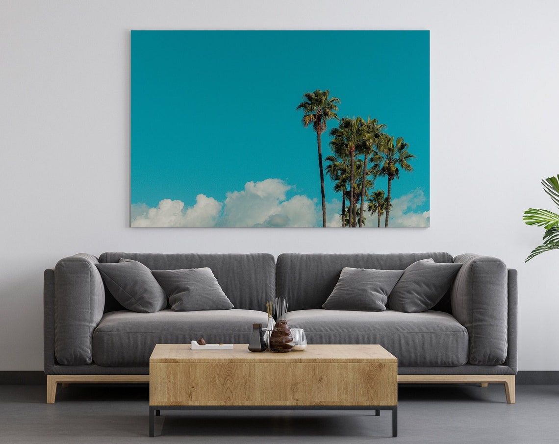 Palm Trees Against Bright Turquoise Sky Minimalist California Poster - Image 3
