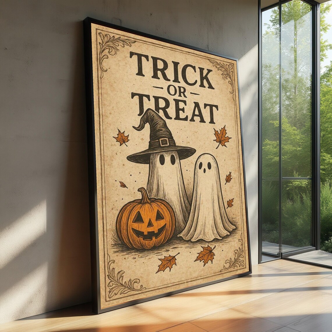 Trick Or Treat Halloween Poster Print, Vintage Ghosts