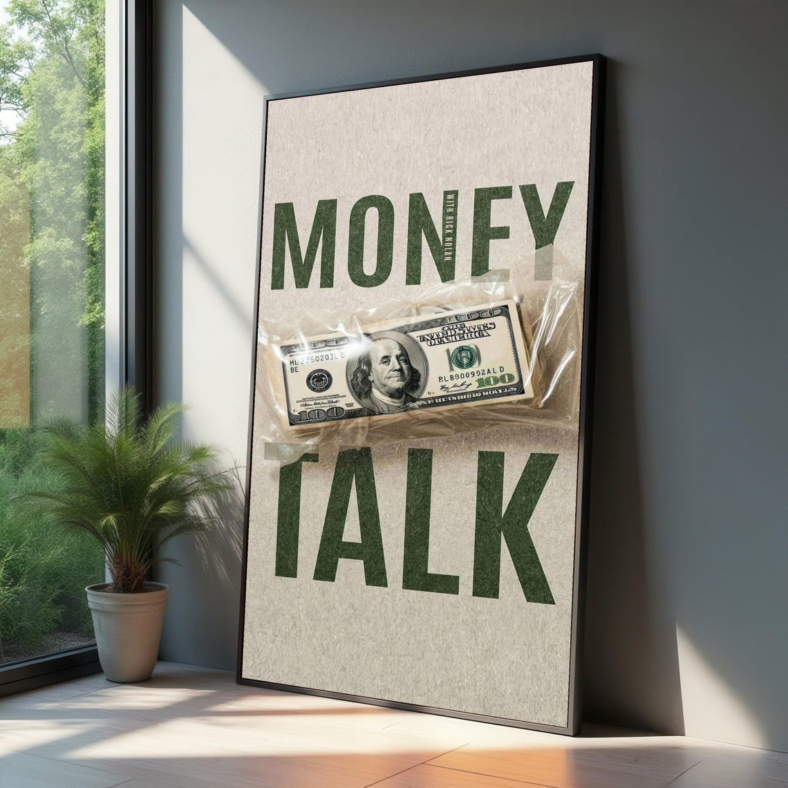 Money Talk Stack of Hundreds Bold Finance Quote Office Poster
