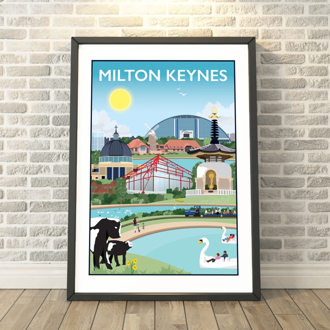 Milton Keynes Buckinghamshire Travel Poster by Tabitha Mary
