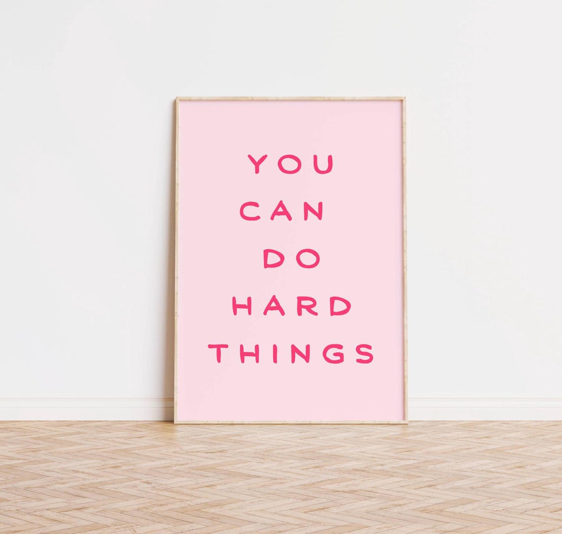 You Can Do Hard Things Red Lettering Blush Motivational Poster - Image 4